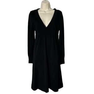 J.Crew Vintage Wool‎ Long Sleeve A Line Empire Waist Midi Dress in Black Size 4